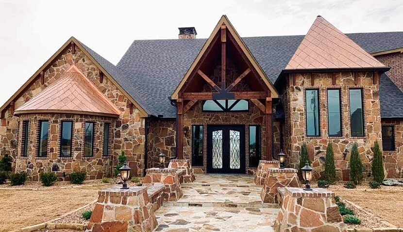 Custom home with full brick and stone exterior